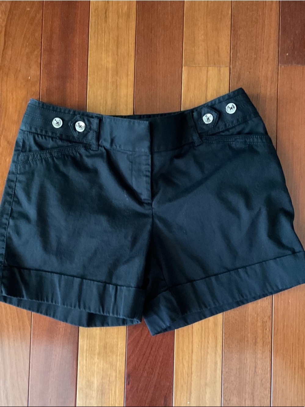 White House Black Market Black Button-Accent  Shorts